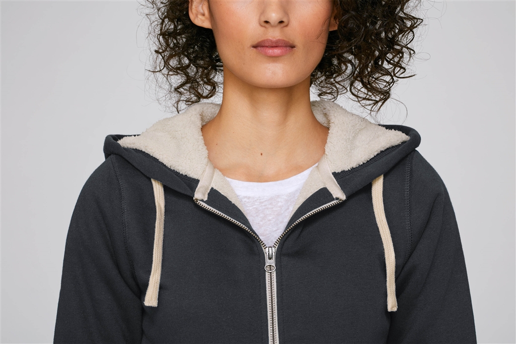 Le sweat-shirt zippé capuche femme doublé en sherpa - Repreezent